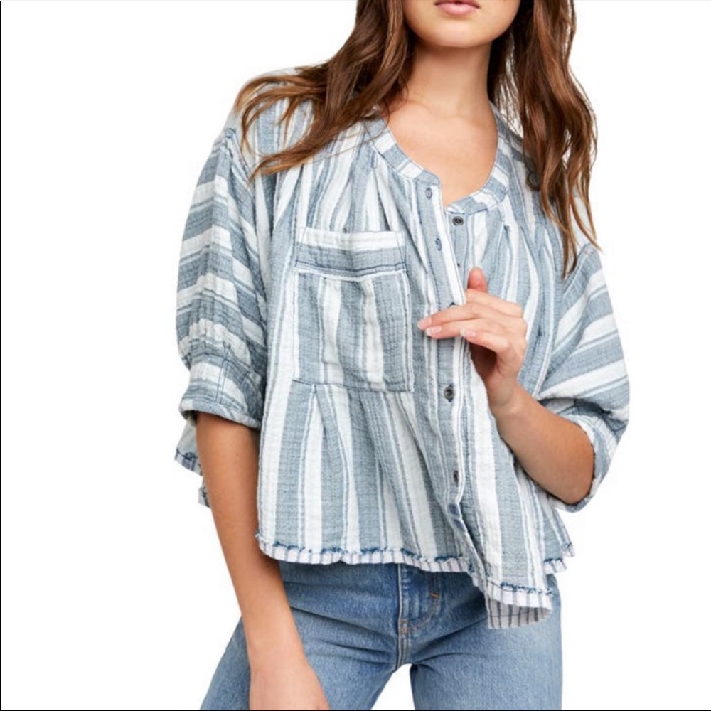 Free people oversized striped linen top
